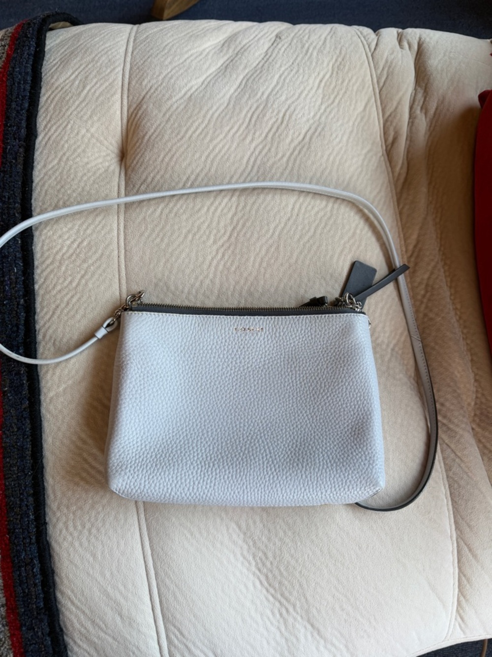 Coach Light Gray Pebbled Leather Crossbody Bag